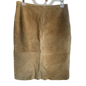 West Bay Sports Vintage Brown Leather Pencil Midi Skirt